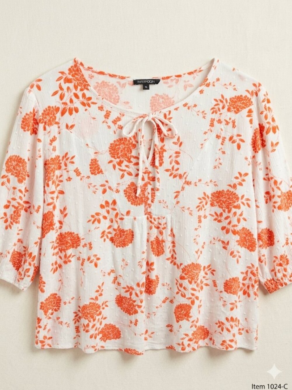 Papermoon Cream & Peach Addley Floral Print Top